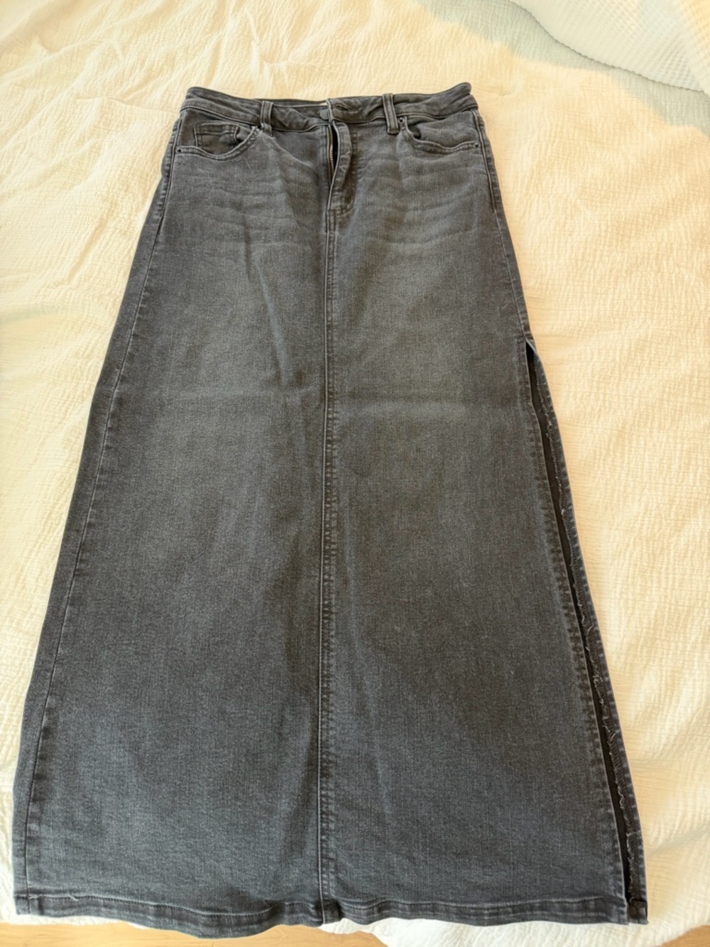 Vici Black Denim Flare Maxi Skirt